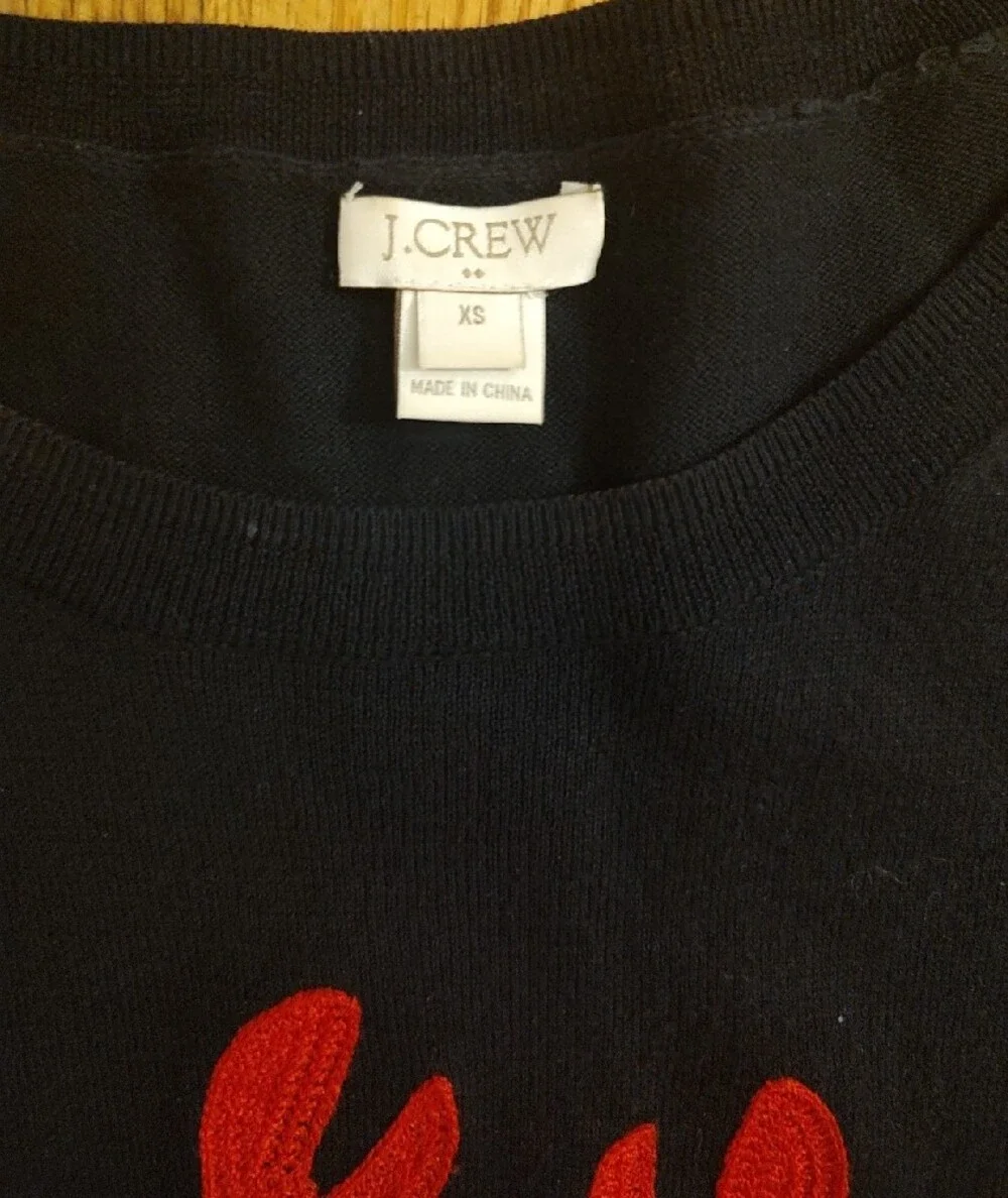 J Crew Women’s Navy Sweater with Red Lobster Motif